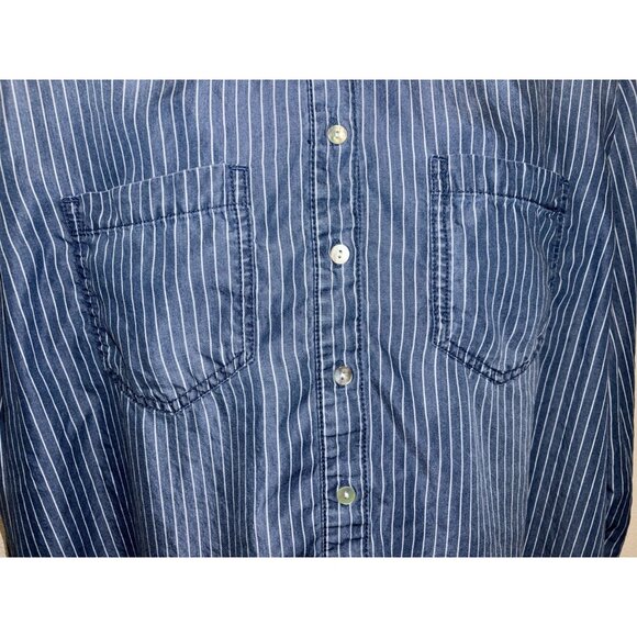 Serra Retreat Women's Size XL Blouse Top  Long Sleeve High Low Button Front Blue - Picture 4 of 7